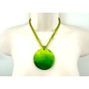 OMBRE GREEN MOON SHELL‎ NECKLACE Jewelry Beaded Crystals Wedding Evening Party